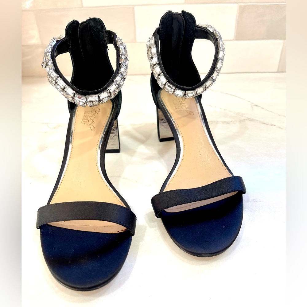 Badgley Mischka Black Heels with Silver Embellishments
